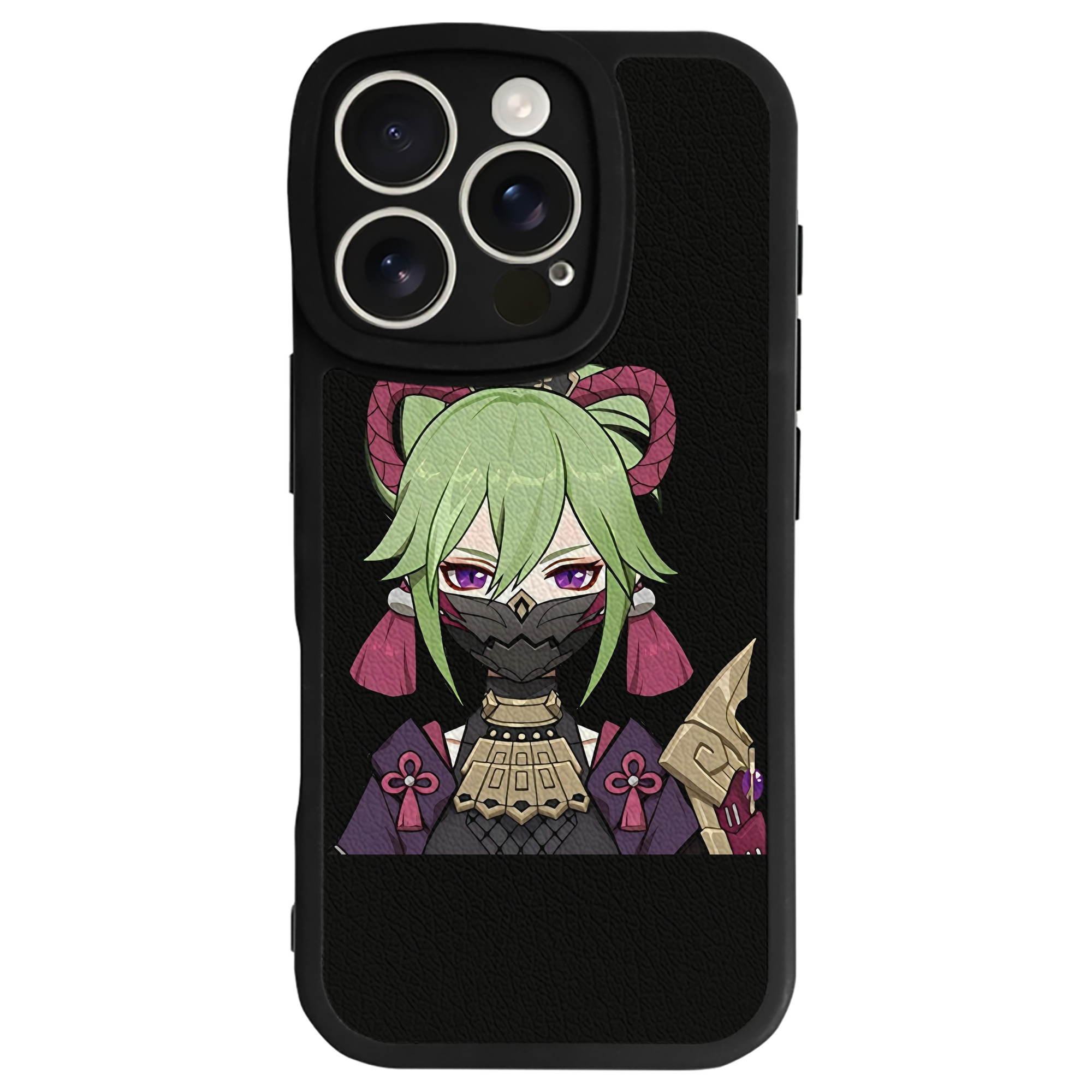げんし神  久岐忍 くき しのぶ genshin Kuki Shinobu 【iPhone 16シリーズ対応】シリコンスマホケース（レザー調） 材質：シリコン